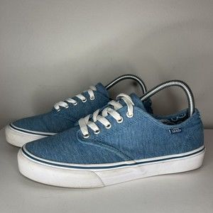 Vans Off The Wall Womens Size 7.5 Teal Chambray Canvas Low Top Lace Up